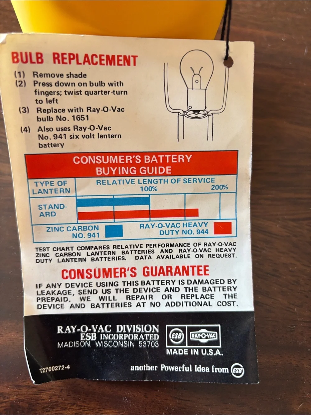 vintage Lantern 1970s Ray-O-Vac No. 100 Battery-Powered Table Lamp camping MCM